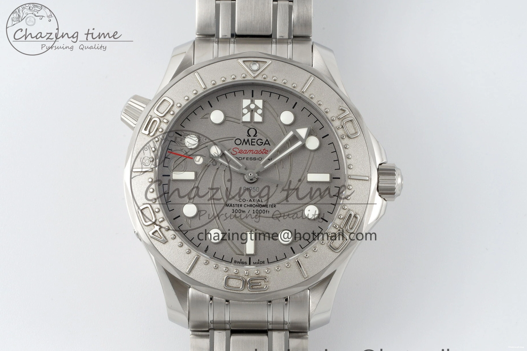 0521 Unisex Seamaster 300M 007 Platinum VSF 1:1 Best Edition Gray Dial on SS Bracelet A 7826